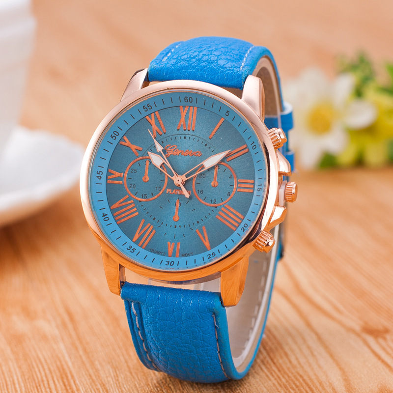 Three eye watches, retro GENEVA, Geneva students, couples, watches, men&amp;#039;s belts, quartz trends watches