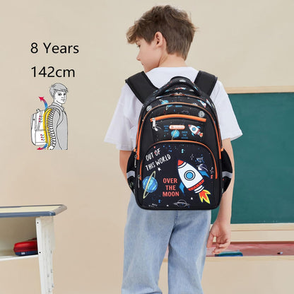 Backpack for Boys Girls School Bookbags,Kindergarten Elementary Middle School Lightweight Waterproof Multifunctional Large Capacity for Backpack (16 Inch Space Fun Prints)