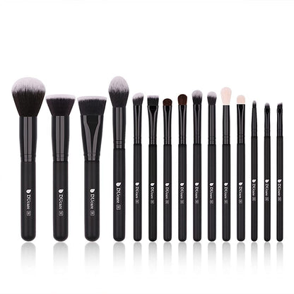 Makeup Brushes 15Pcs Premium Synthetic Kabuki Makeup Brush Set, Professional Foundation Concealers Powder Blush Blending Face Eye Shadows Black Brush Sets