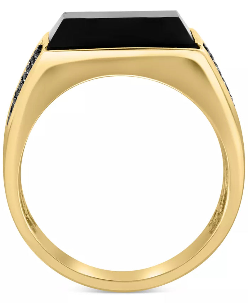 EFFYÂ® Men'S Onyx & Diamond (3/4 Ct. T.W.) Ring in 14K Gold