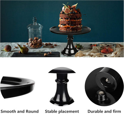 Round Cake Stand Black 11" Melamine Cake Display Stand Dessert Cupcake Display Tray for Holiday,Graduation,Wedding,Birthday,Party,Baby Shower,Anniversary,Ceremony,Christmas